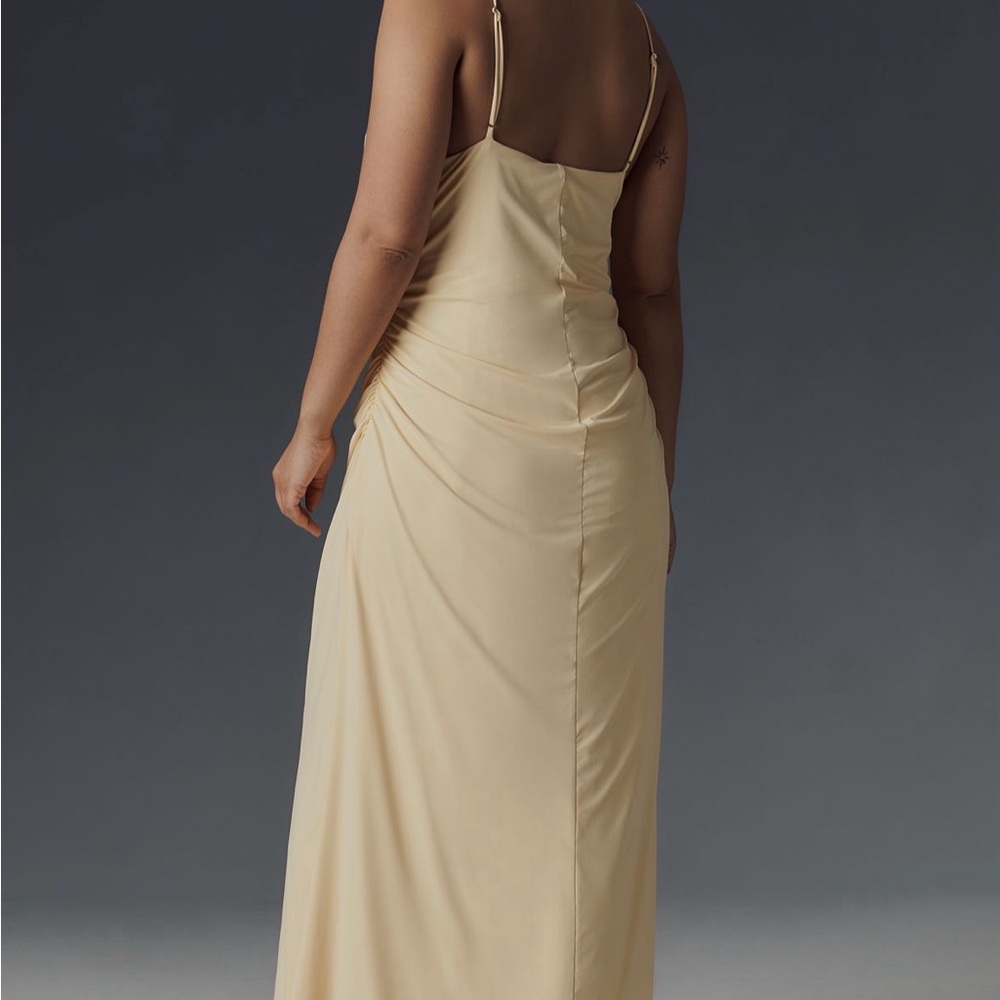 NIA Anthropologie Ina Ruched Cowl Butter Yellow Event Wedding Guest Dress Spring - Picture 7 of 11